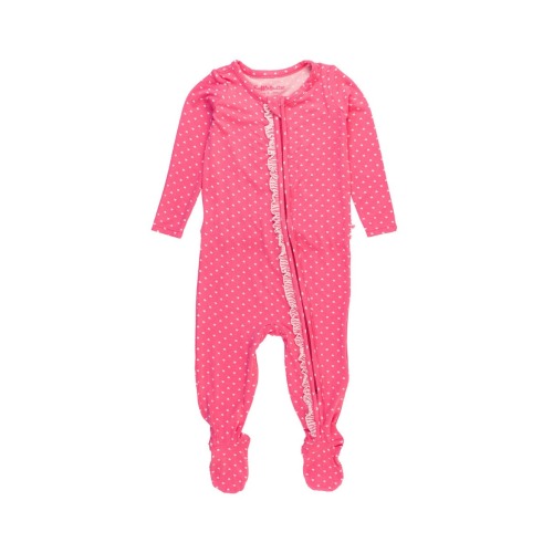 SoftSnooze Baby Girls Ruffle One Piece Footie Pajamas