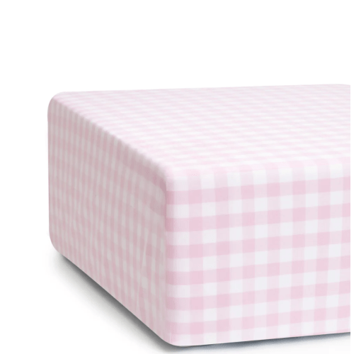 Luxe Premium Percale Crib Sheet in Pink Gingham