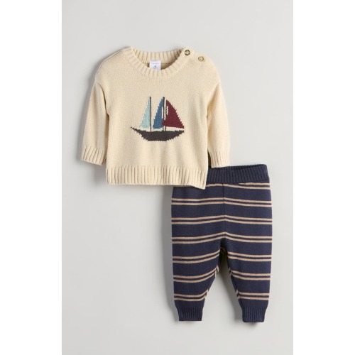 Icon Jacquard Sweater & Joggers Set, 9M