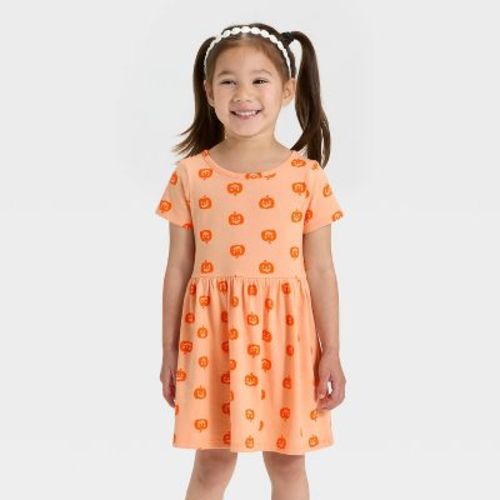 Toddler Girls' Short Sleeve Halloween Pumpkin Dress - Cat & Jack™ Orange
