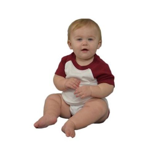 MONAG Infant Short Sleeve Raglan Bodysuit White/Maroon 6-12 m