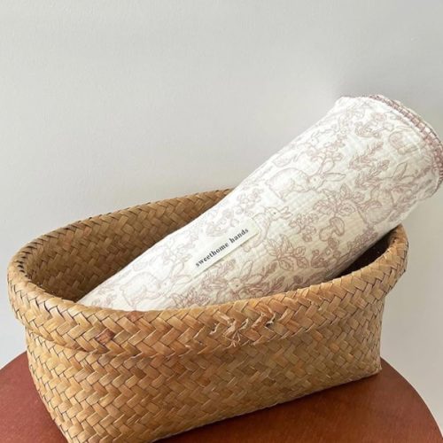 BuLuTu Large Nursery Throw Blanket Reversible Cotton Muslin 47''x51''