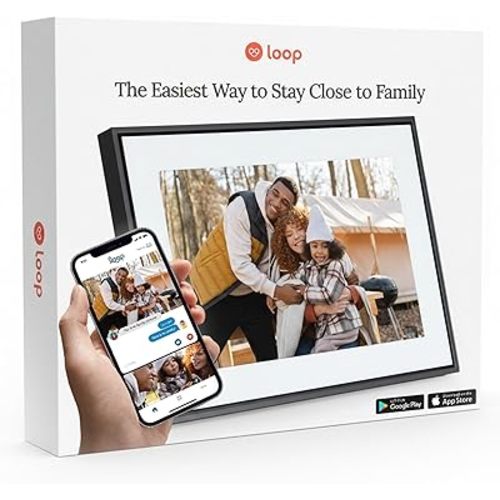 Loop Pro WiFi Digital Picture Frame 10.1 Inch, Full HD 1920x1080 Touchscreen Electronic Photo Display, Send Photos and Videos by Text or Free App, Smart Frame Gift for Family, Parents & Grandparents