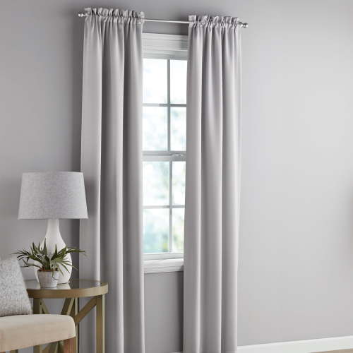 Mainstays Solid Blackout Curtain Panel Pair, Set of 2, Light Gray, 30”W x 84”L
