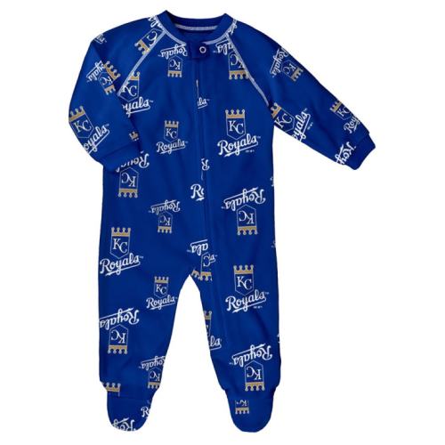 Kansas City Royals ROYAL Baby All Over Logo Romper Pajamas - 133401827