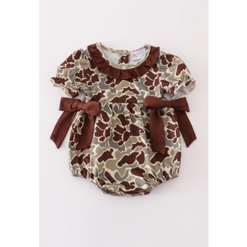 Baby Girls Camo Bow Romper