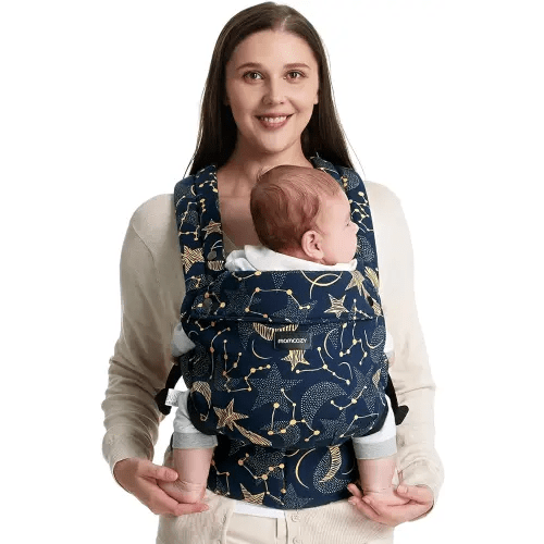 Momcozy Portabebés para recién nacidos a niños pequeños - Portabebés ergonómico, acogedor y ligero para 7-44 libras, comodidad durante todo el día para padres manos libres, soporte lumbar mejorado,