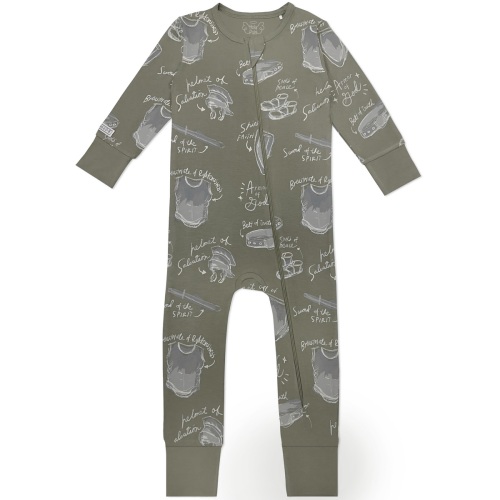 Armor of God Green PJ Footless Onesie Bamboo – Holy Pals
