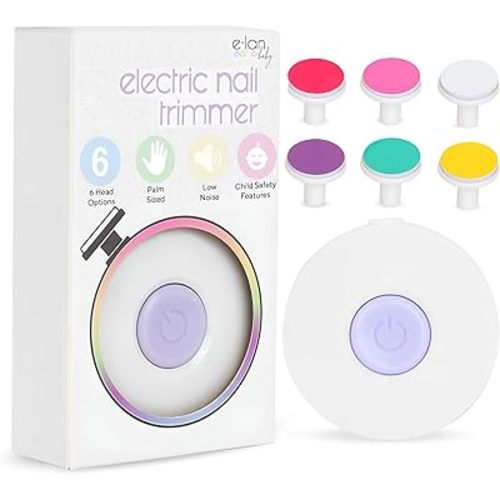 Electric Nail Trimmer, Baby Nail File, Safe + Easy Baby Nail File for Newborns, Infants & Toddlers, 6 Grinding Heads, Gentle Nail Care