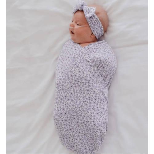 COCOON SWADDLE - Silky Modal - Purple Posies - Small