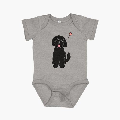 LOVE Black Goldendoodle Dog Baby One-Piece
