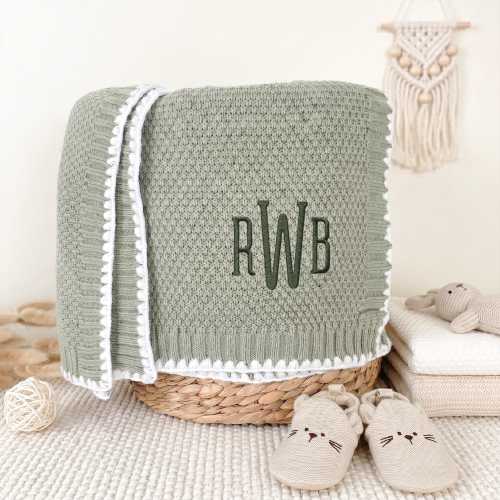 Sage green monogrammed baby blankets, baby boy blanket, home coming outfit