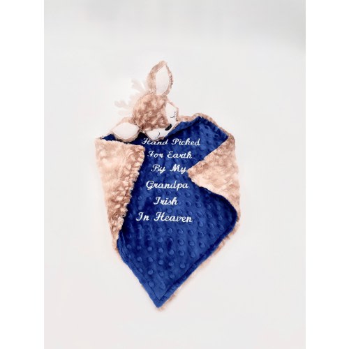 Hand Picked For Earth By My (custom word) In Heaven, Unique Remembrance/ Memorial Gift, Deer Keepsake Security Blanket, Personalized Lovey
