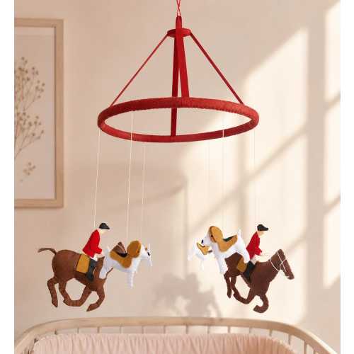 Hunters and Hounds Baby Crib Mobile, Horse Rider Nursery Decor, Equestrian Felt Mobile, Fox Hunt Baby Mobile for Nursery
