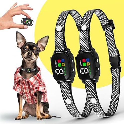 2 Pack Bark Collar for Small Dogs 5-15 lbs and Puppies - No Shock Anti Barking Collar - Rechargeable Smart Collar for Dog Training with 7 Sensitivity Levels and 3 Beep&Vibration Modes
