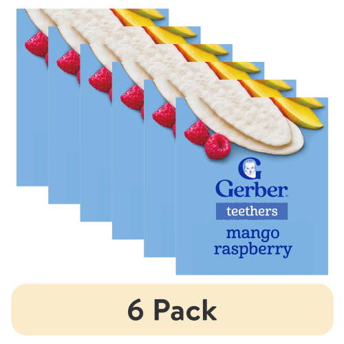 (6 pack) Gerber Snacks for Baby Teethers, Mango Raspberry, 1.7 oz Box (12 Pack)