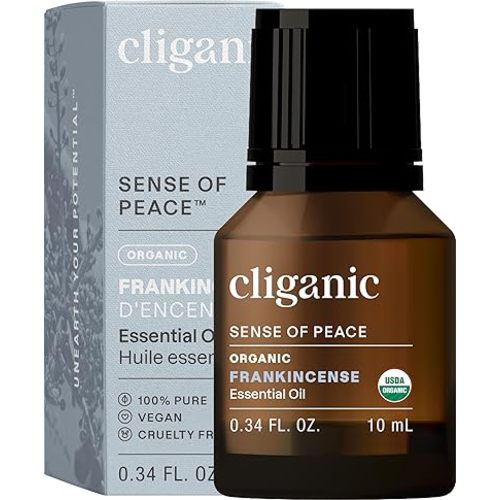 Cliganic Organic Frankincense Essential Oil - Boswellia Serrata, 100% Pure Natural Undiluted, for Aromatherapy | Non-GMO Verified (Packaging May Vary)