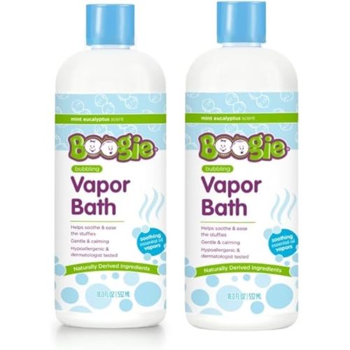 Boogie Kids Botanical Bubble Bath, Soothing Vapor, Made with Natual Essential Oils, Mint Eucalyptus, 18 oz (Pack of 2)