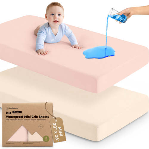 2-Pack Isla [Protect+] Waterproof Mini Crib Sheets Cameo / 38 x 26