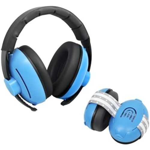 2-in-1 Adjustable Baby & Toddler Noise Cancelling Headphones - Ear Muffs for Kids 1-3 for Airplane Travel
