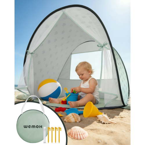 Baby Beach Tent, Pop Up UPF 50+ UV Protection Sun Shelter Canopy with Mosquito Net Portable Outdoor Shade for Babies & Toddlers 2026 Upgrade