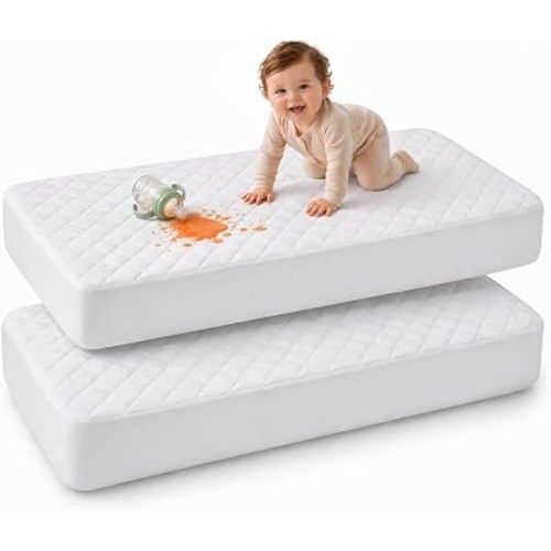 Utopia Bedding Waterproof Crib Mattress Protector, 2 Pack, 28x52 Inches