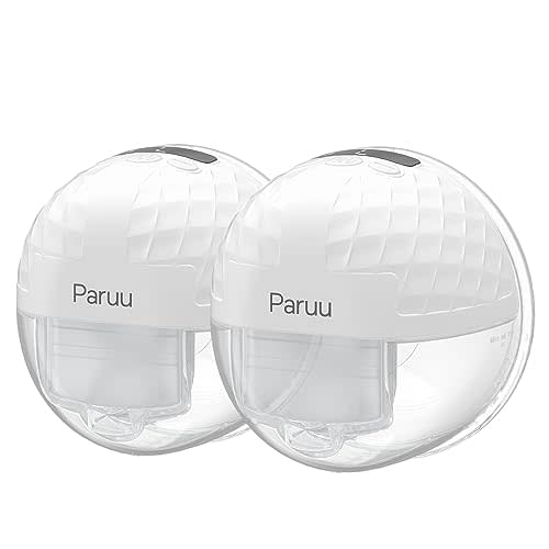 Paruu P10 Hands Free Breast Pump Wearable, 338mmHg Strong Suction, Low Noise, 4 Modes & 9 Levels, Electric Breast Pump Portable, Smart Display, 19/21/24/28mm Insert/Flange, 2 Pack (White)