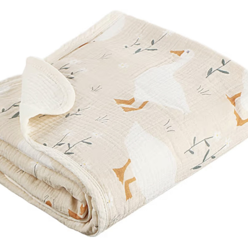 Breling Pink Silly Goose Muslin Baby Blankets for Girls Boys, 100% Cotton Crib Blanket for Infant Toddler, 40 x 36 Inch Soft and Lightweight Nursery Swaddling Wrap