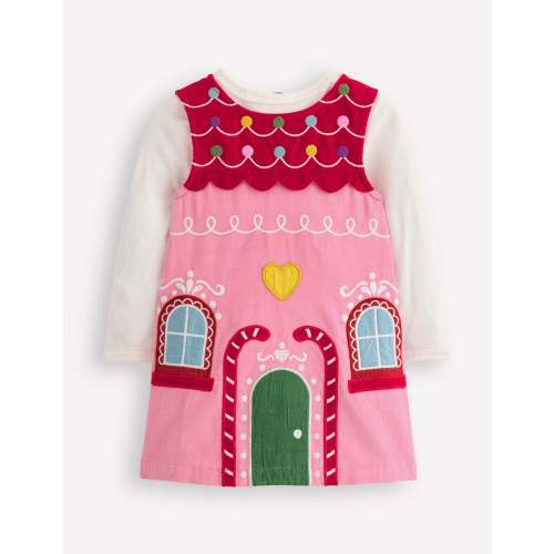 Novelty Cord Dress Set-Gingerbread House