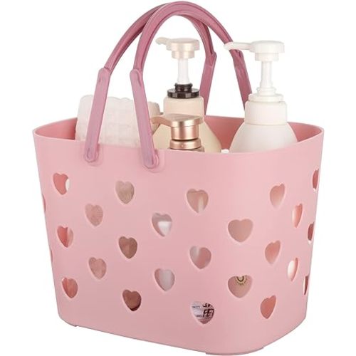 Anyoifax Portable Shower Caddy Tote Plastic Storage Basket with Handle Box Organizer Bin for Bathroom, Pantry, Kitchen, College Dorm, Garage - Pink