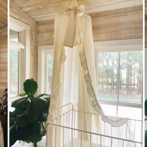 Ivory Farmhouse Ruffled Crib Canopy | High Cotton Textile