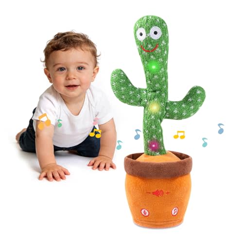 Dancing Talking Giraffe Toy, Stuffed Animal Baby Toy Repeating What You Say, Glowing Musical Giraffe Gifts for Toddlers and Babies, for Kids (Cactus)