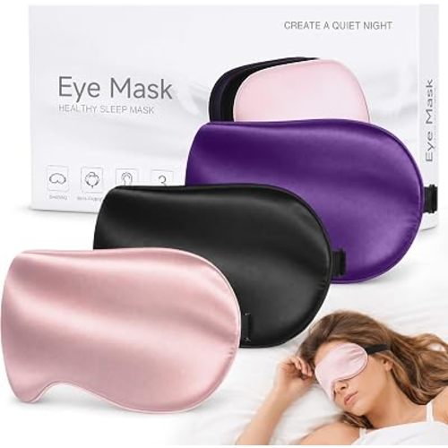 Silk Sleep Mask, Light Blocking Eye Mask for Sleeping with Adjustable Strap