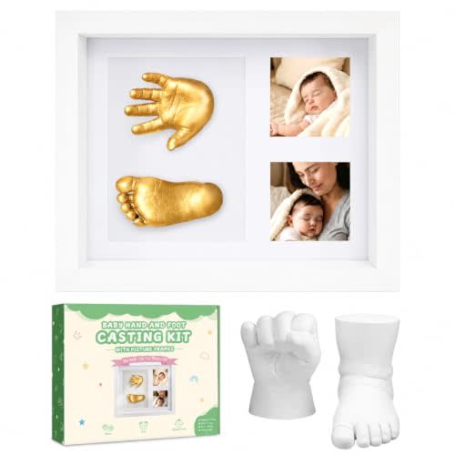 Noosuna Baby Hand and Foot Casting Kit with Shadow Box Frame(11x9 Inch), Baby Foot Casting Kit Ideal for Baby Keepsakes, Baby Shower, Newborn Gifts, Perfect First Birthday