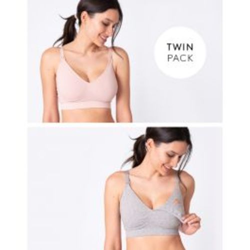 Bamboo Nursing Bras – Grey & Blush Twin Pack