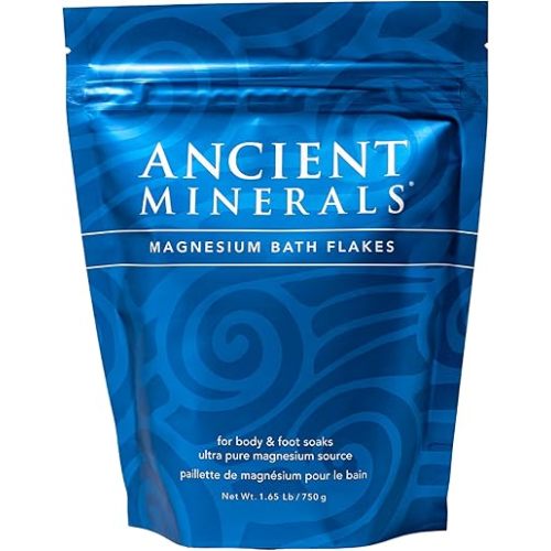 Ancient Minerals Magnesium Bath Flakes of Pure Genuine Zechstein Chloride - Resealable Magnesium Supplement Bag that Will Outperform Leading Epsom Salts 1.65 lbs