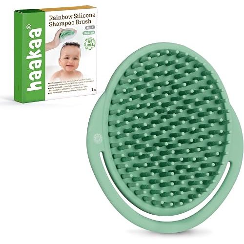 Haakaa Silicone Shampoo Brush, Cradle Cap Brush,Baby Hair Scrubber,Green