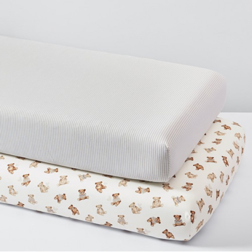 Teddy Bear Organic Crib Sheet Bundle - Set of 2