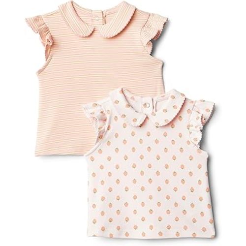 Amazon Essentials x Sofia Grainge Toddlers and Baby Girls' Short Sleeve Blouse, Pack of 2