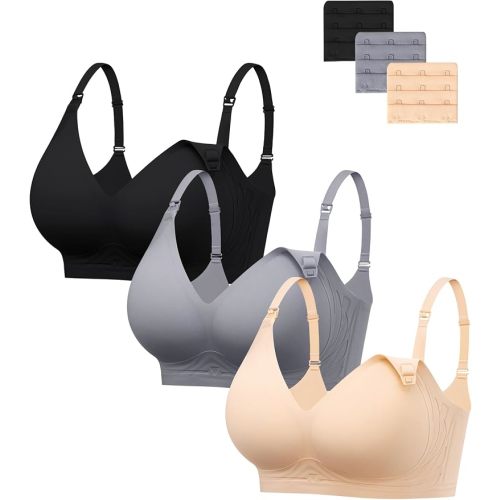 HBselect Nursing Bras for Breastfeeding 3 Pack Women Maternity Jelly Bras