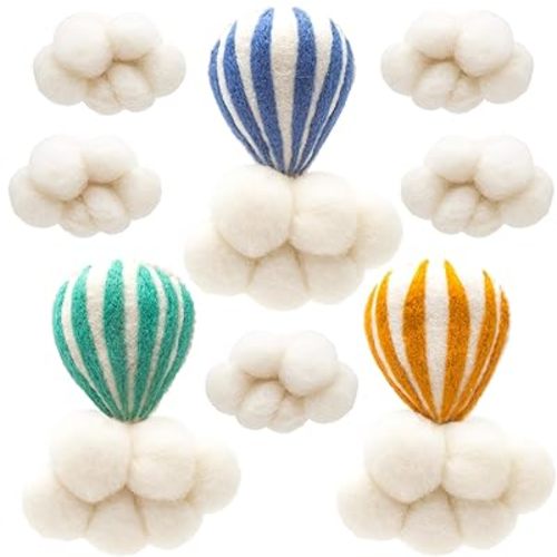 GLACIART ONE Hot Air Balloon & Cloud Decoration | Hanging Wall Decor, Bedroom Wall Banners, Room Accessories or Ceiling Mobile | Use for Garland or Crib | Great Gift Idea