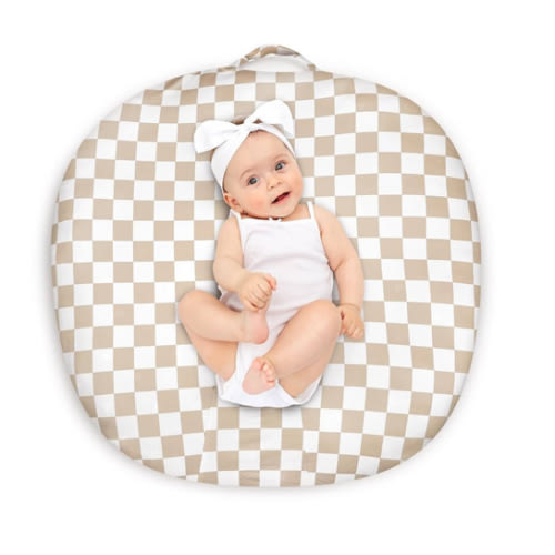 DILIMI Newborn Lounger Cover Removable Cover Ultra Soft Comfortable Lounger Slipcover Removable Cover for Infant Lounger Pillow, Light Brown Checkerboard (Lounger Pillow Not Included)
