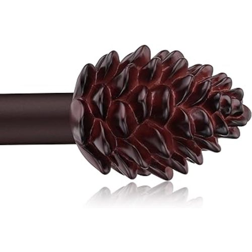 Bronze Curtain Rods for Windows 66 to 120 Inches, 1 Inch Diameter Heavy Duty Single Curtain Rod, Adjustable Window Curtain Rod Drapery Rod with Decorative Finials