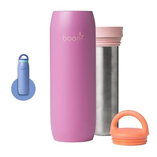 Boon Frosh Portable Breast Milk Chiller - Stainless Steel Cooler and Storage Container - Purple - Keeps Milk Cold for up to 17 Hours
