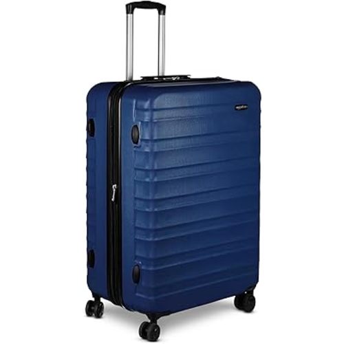 Amazon Basics 30" Hardside Large Checked Luggage, Hardshell Suitcase With Wheels, Expandable For Up to 15% More Space, With Scratch-Resistant Surface, Four Multi-directional Wheels, Navy Blue