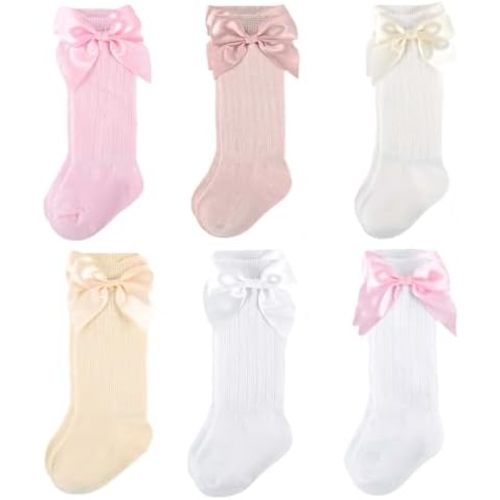 6 Pairs Preemie Knee High Socks with Bows Newborn 0-3 Months