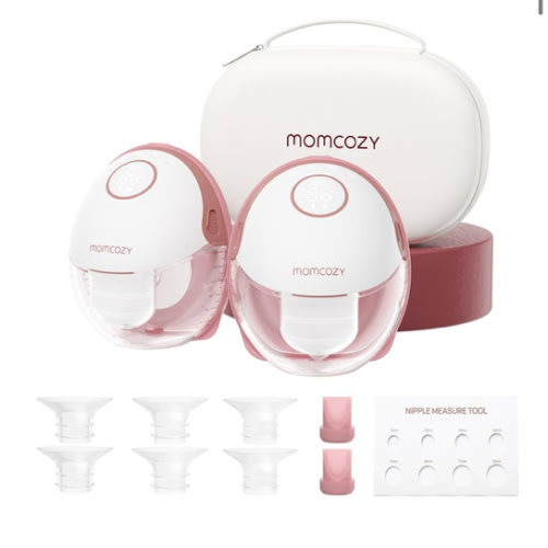 Momcozy Breast Pump Hands Free Mobile Style | M6, Wearable Breastfeeding Pump Ideal Rhythm for More Milk, DoubleFit Flange More Fit & Discreet with 3 Modes & 9 Levels, 24mm - 2 Pack Cozy Red