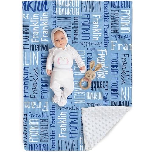 Custom Baby Blanket - Personalized Names Design - Soft Plush Blanket with Double Layer Dotted Backing for Boys Girls Color06(30x40 inches)