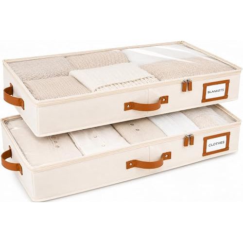 HOMELUX THEORY Under Bed Storage, Low Profile 2pc with Lid, Ivory