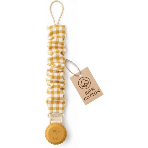 Muslin Cotton Pacifier Clips - Metal-Free, Lightweight and Secure Pacifier Holder for Babies (Sun Éclat) - Mila & Lulu